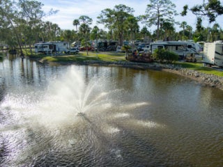 Waterfront RV sites at Blueway RV Park in Fort Myers, Florida.