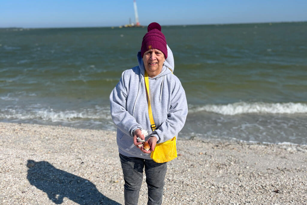 Sun Valley resident on Anclote Key Beach, Florida