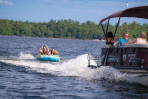 Tubing on Sebago Lake near Point Sebago Resort in Maine