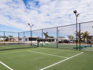 Side view of the tennis courts at The Meadows.