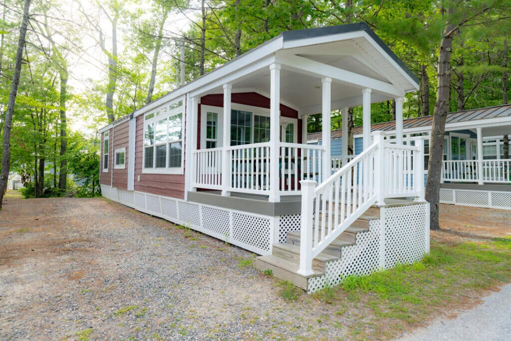 Premium Maine campground cabin at Point Sebago Resort.