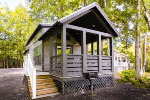 Waterfront cabin in Maine at Point Sebago Resort.