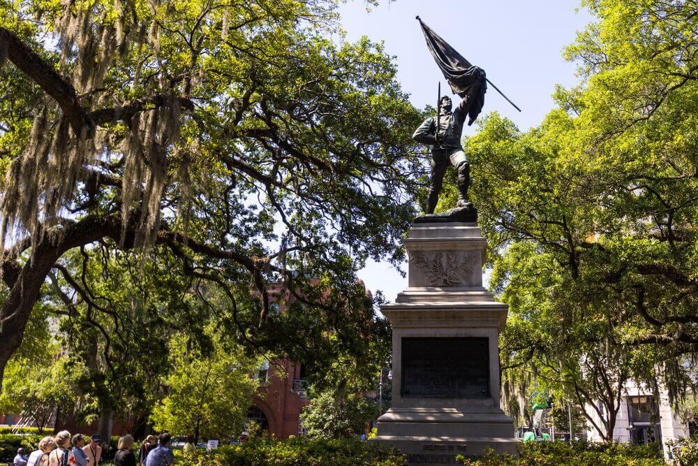 Historic statue in Savannah, Georgia along the trolley tour route.