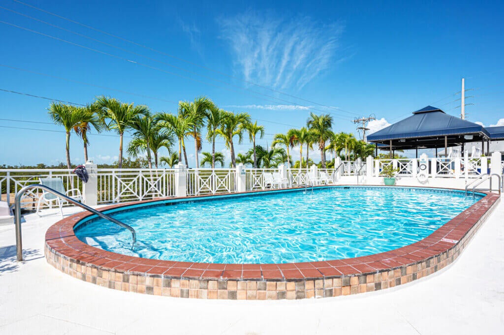 Rooftop swimming pool at Big Pine Key RV Park in Florida.