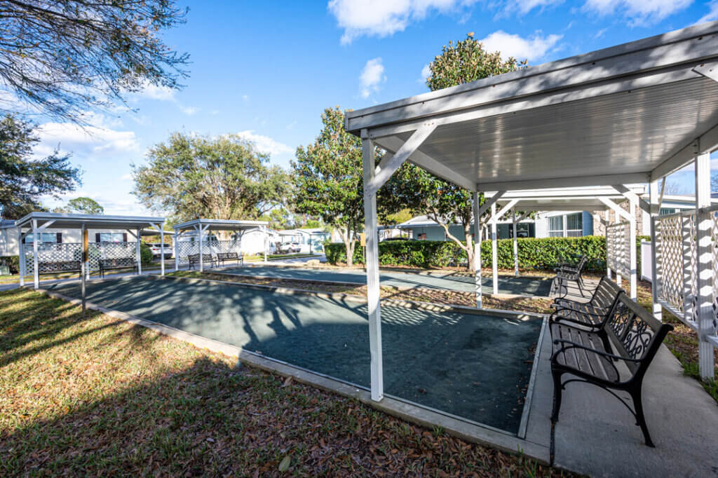 2 Bocce Ball courts with benches at Bear Creek Village