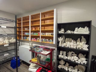 New pottery room with crafting supplies in the renovated West Clubhouse