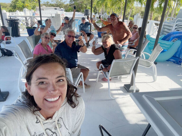 RV guests toast to happy hour at Big Pine Key RV Park in Florida.