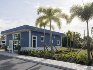 New office building exterior view at River Vista RV Park