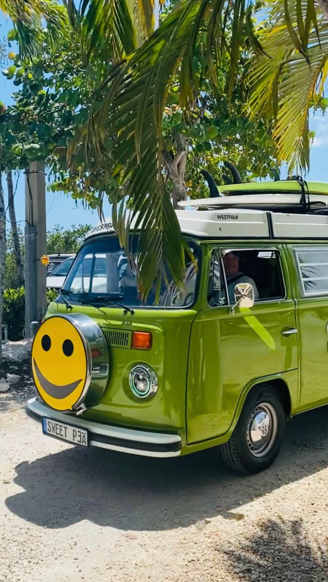 Volkswagen van parked at Big Pine Key RV Park for the Key WestyFest in Florida.