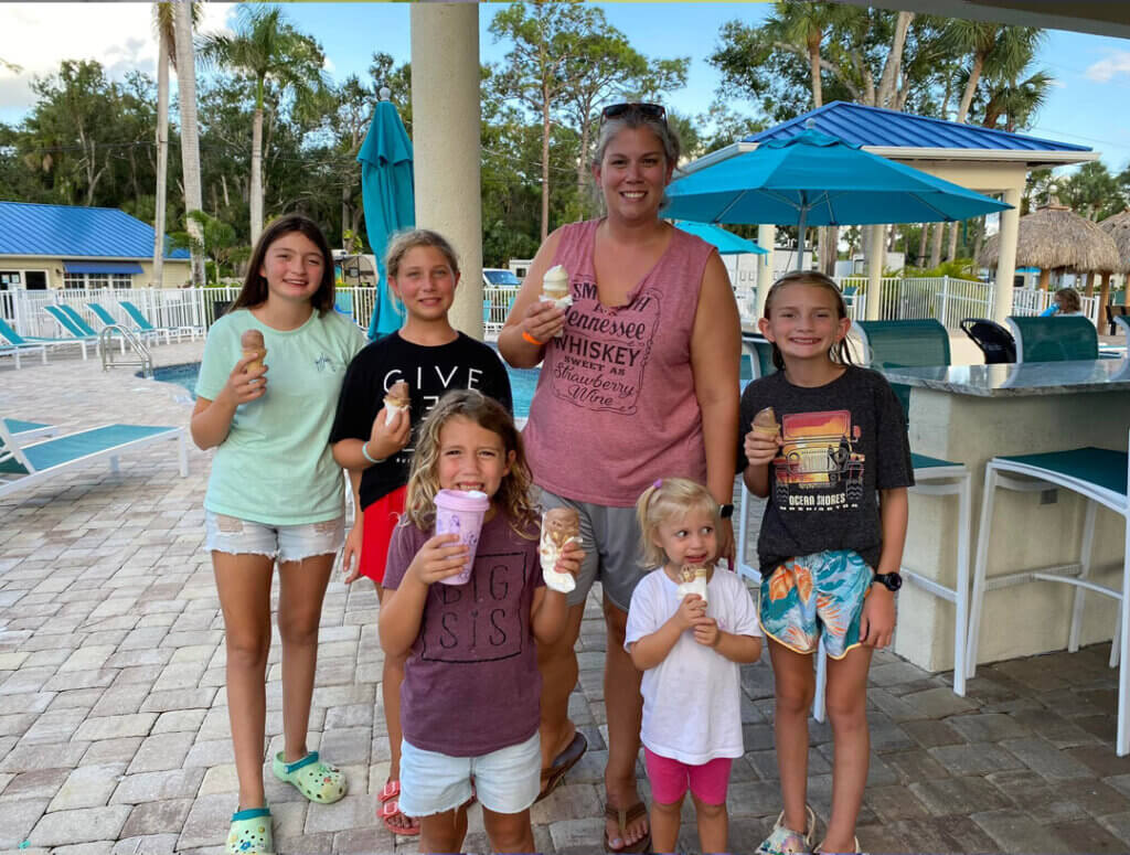 Guests at Blueway enjoying Ice cream cones by the pool
