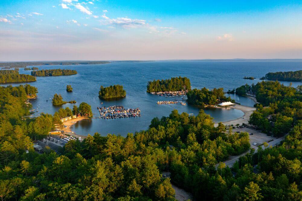 View of Sebago Lake from above Point Sebago Resort in Casco, Maine.