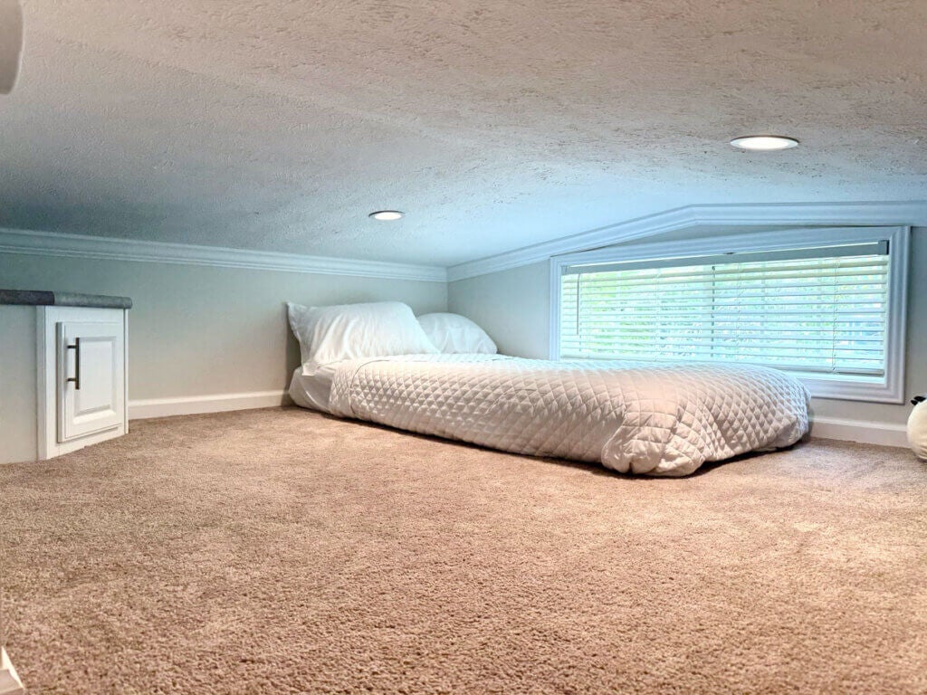Interior of cabin 00754 at Point Sebago Resort on Sebago Lake in Casco, Maine.