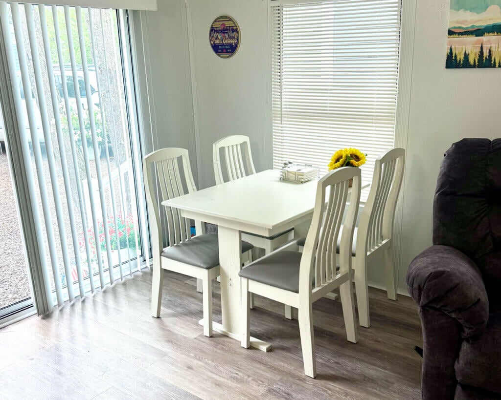 Interior of cabin 00754 at Point Sebago Resort on Sebago Lake in Casco, Maine.