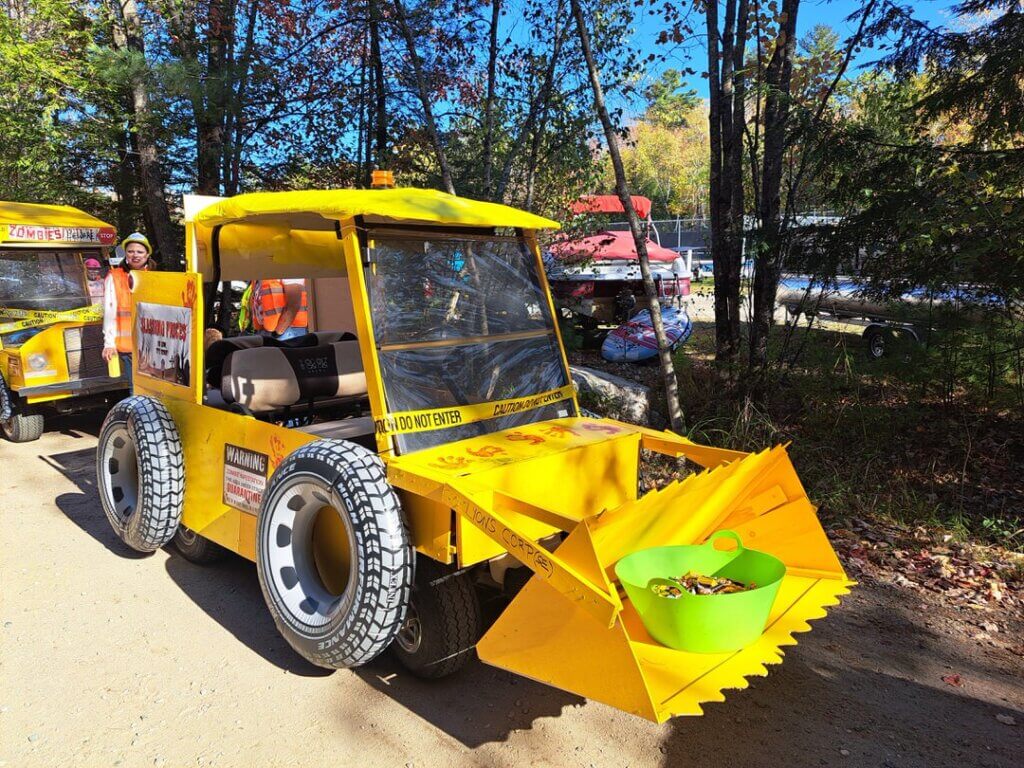 Decorated golf cart at the Halloween Parade in Point Sebago in Maine.
