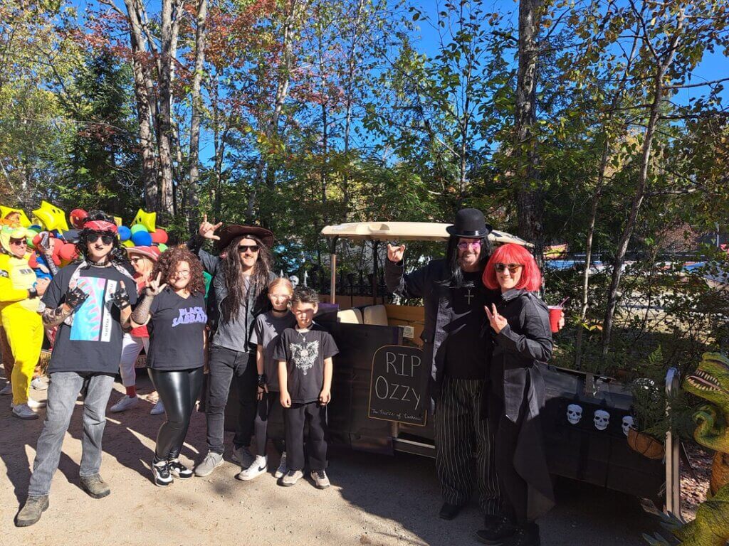 Decorated golf cart at the Halloween Parade in Point Sebago in Maine.