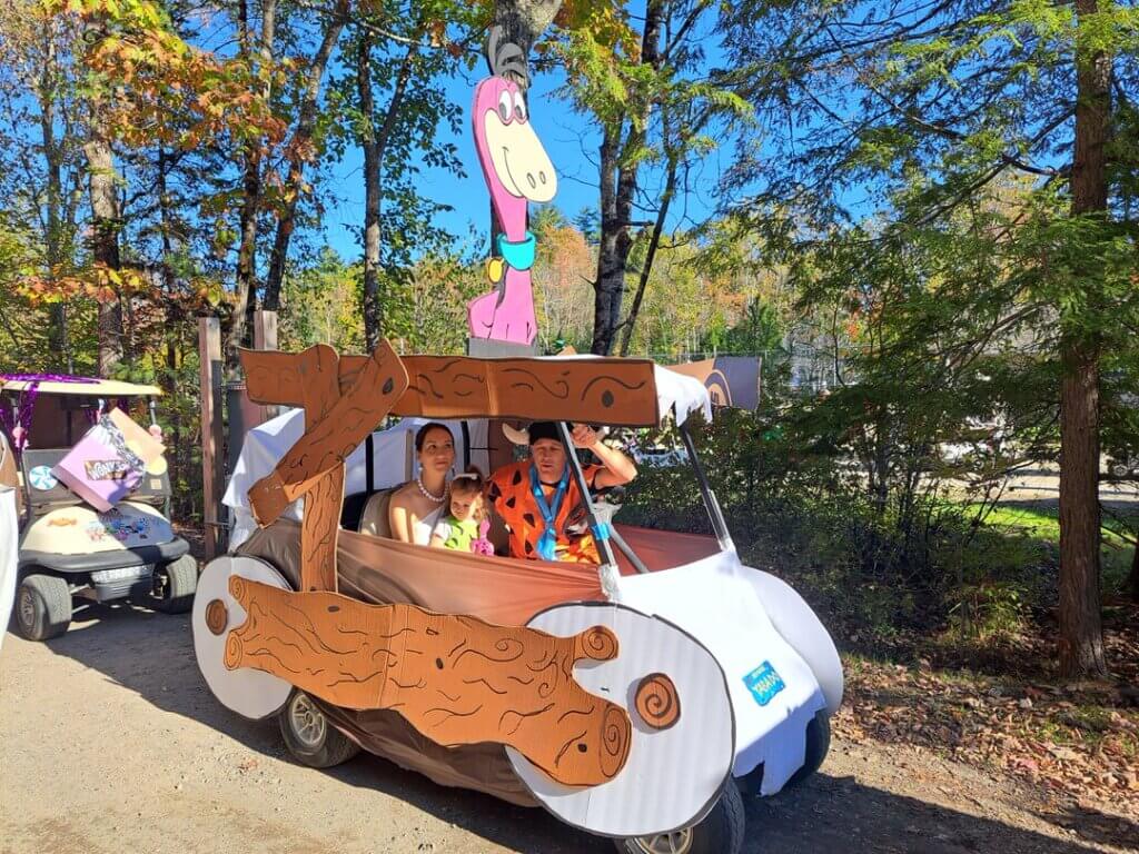 Decorated golf cart at the Halloween Parade in Point Sebago in Maine.