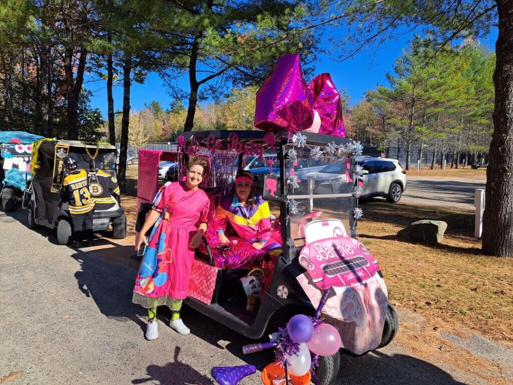 Decorated golf cart at the Halloween Parade in Point Sebago in Maine.