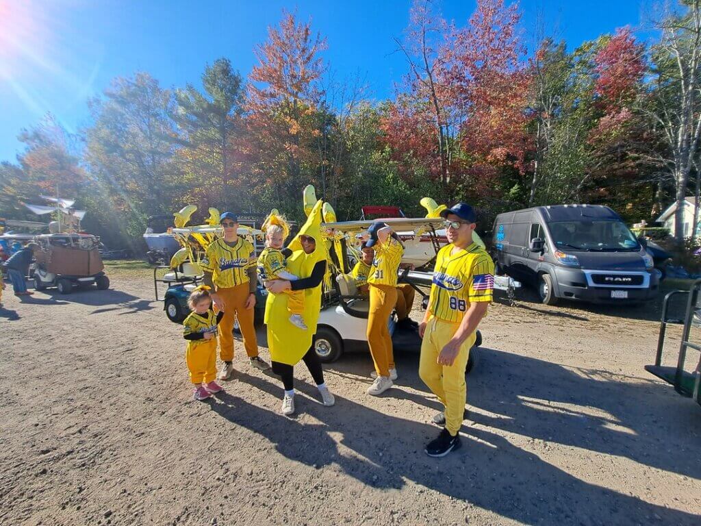 Decorated golf cart at the Halloween Parade in Point Sebago in Maine.