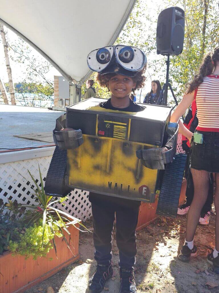 Wall E in the Halloween Costume Contest at Point Sebago Resort in Casco, Maine.