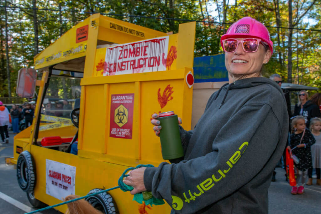 A zombie themed golf cart in the Halloween Parade at Point Sebago Resort in Maine. Photo courtesy of Dave Rando Photography.
