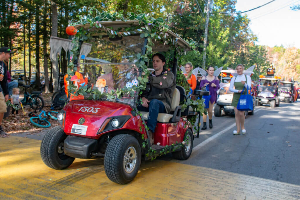 A fairy themed golf cart in the Halloween Parade at Point Sebago Resort in Maine. Photo courtesy of Dave Rando Photography.