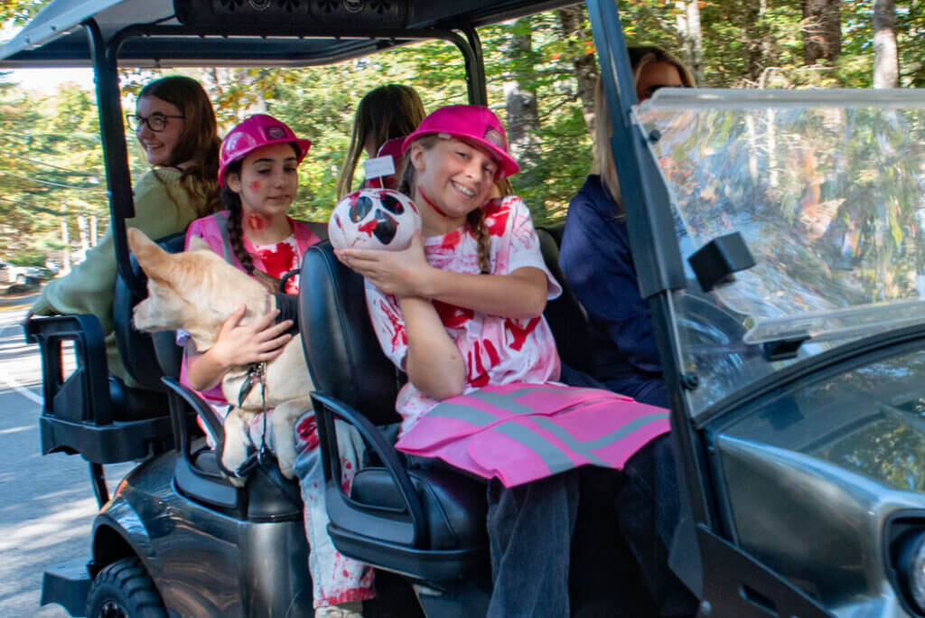 Girls dressed for the Halloween Parade at Point Sebago Resort in Maine. Photo courtesy of Dave Rando Photography.