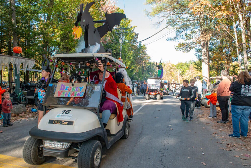 Disney villains themed in the Halloween Parade at Point Sebago Resort in Maine. Photo courtesy of Dave Rando Photography.