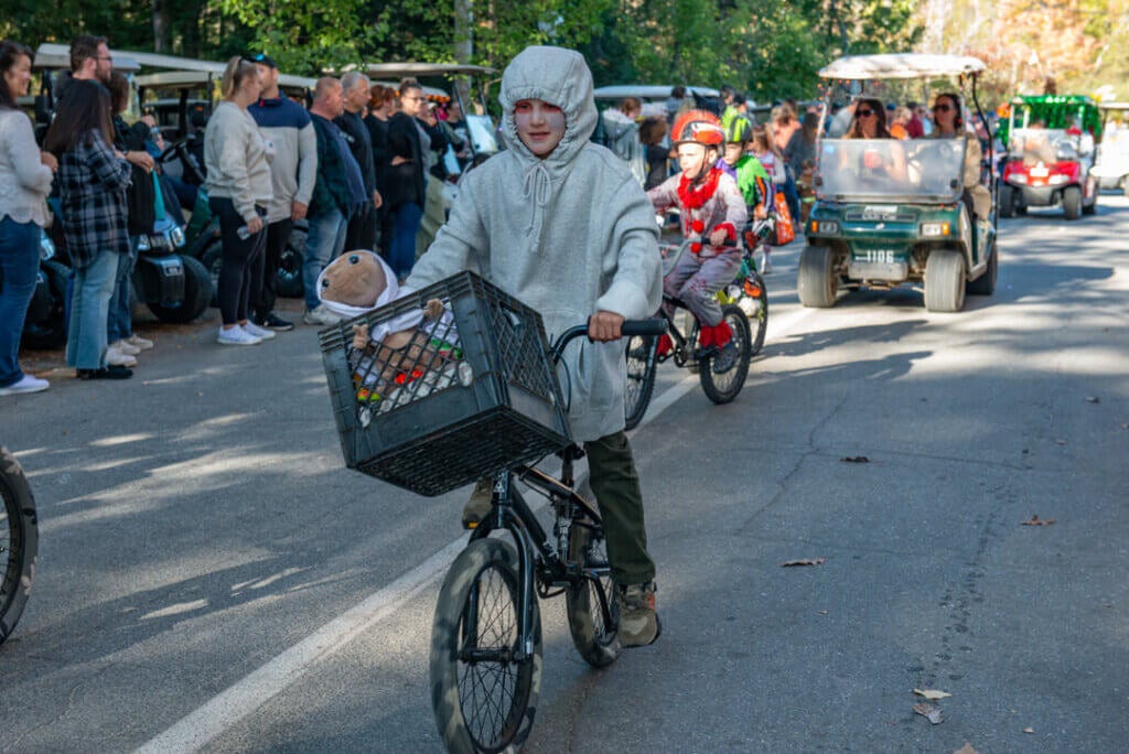 ET bicycle costume in the Halloween Parade at Point Sebago Resort in Maine. Photo courtesy of Dave Rando Photography.