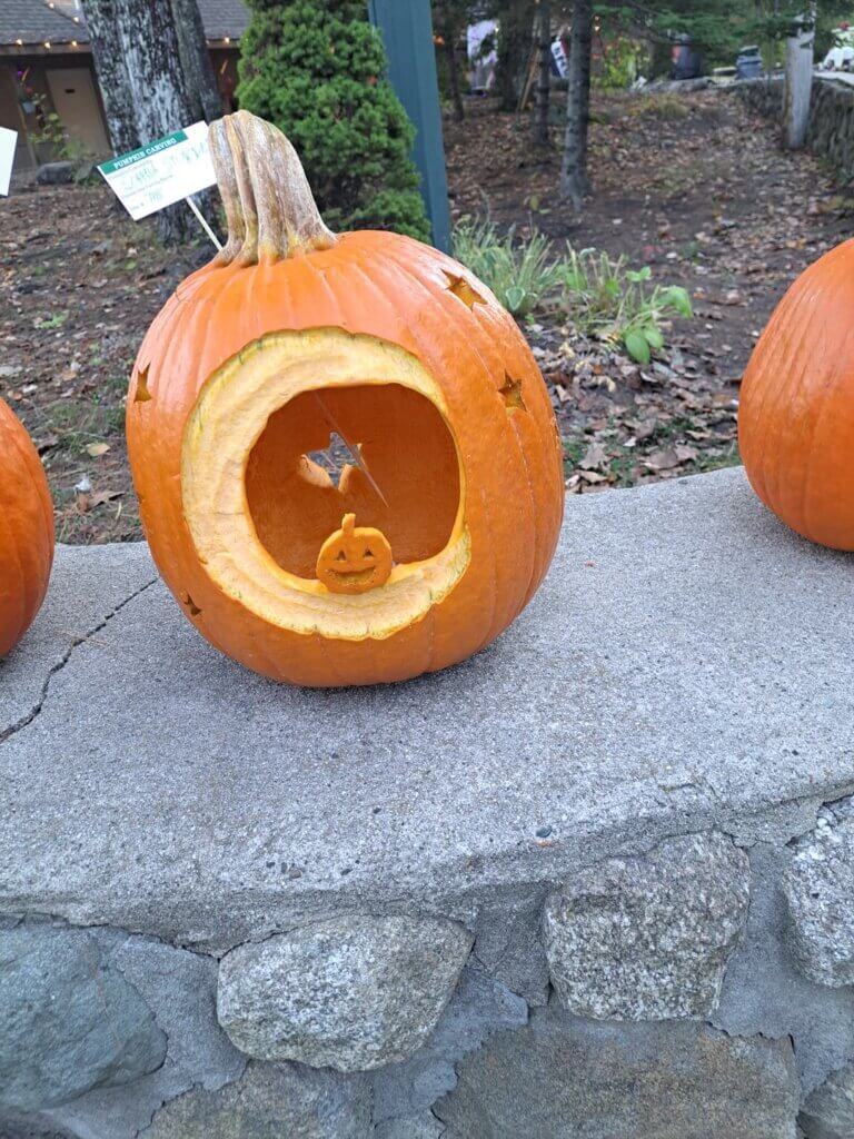Pumpkin carving contest at Point Sebago Resort in Maine.