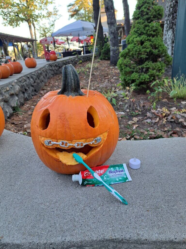 Pumpkin carving contest at Point Sebago Resort in Maine.