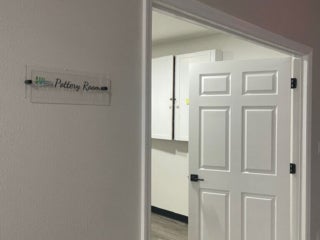 The entrance to the renovated pottery room in the West Clubhouse at Rolling Greens Village in Ocala, Florida.
