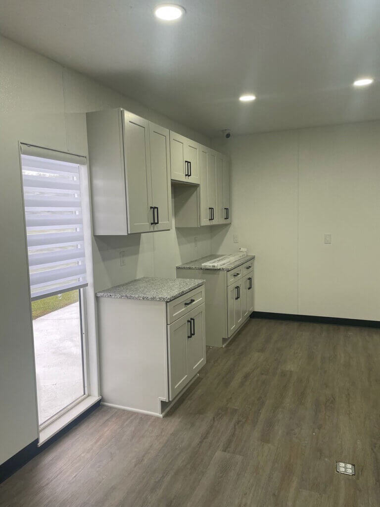 Countertops and storage space in the West Clubhouse at Rolling Greens Village in Ocala, Florida.
