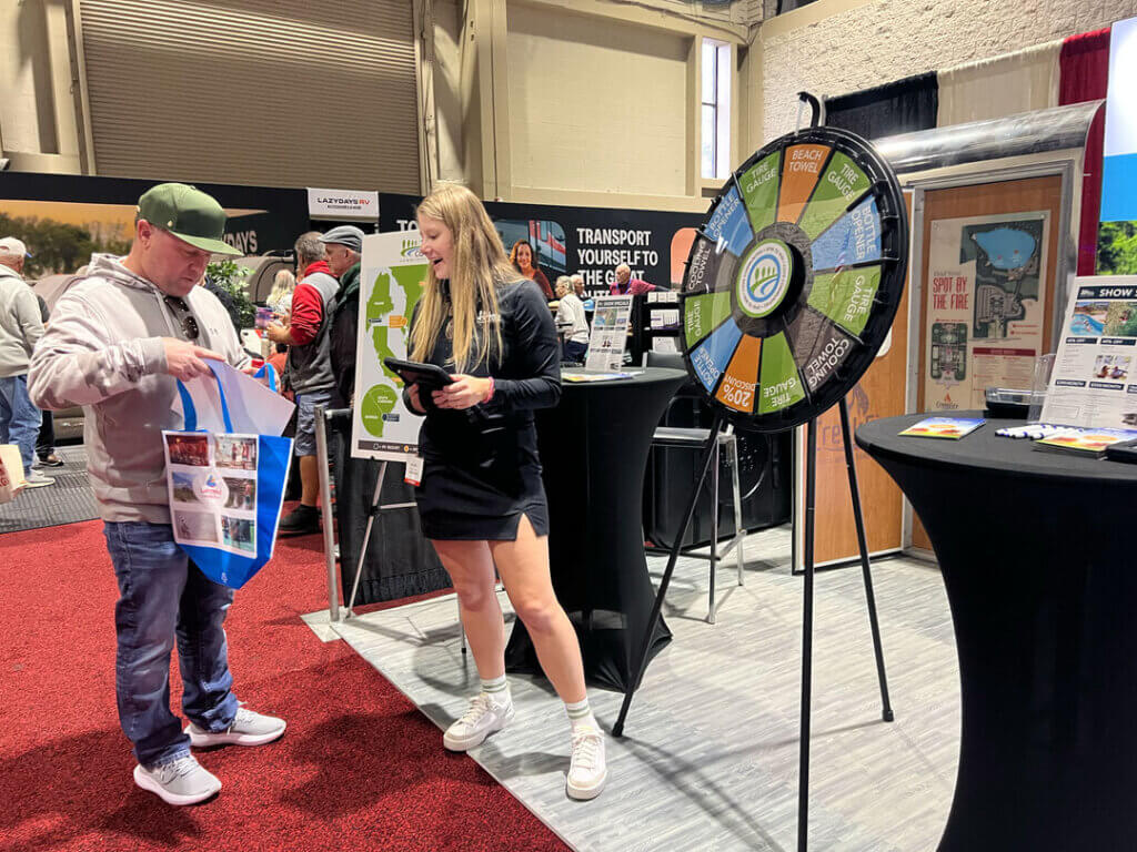 Cove_Booth_Michelle The Cove Communities booth at the 2025 Florida RV SuperShow