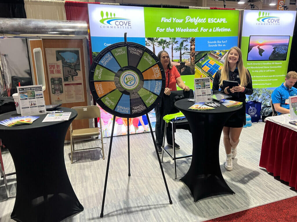 Cove_SuperShow_Booth The Cove Communities booth at the 2025 Florida RV SuperShow