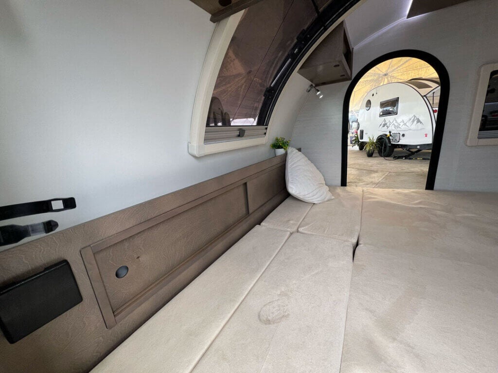 A nuCamp teadrop trailer at the 2025 Florida RV SuperShow in Tampa