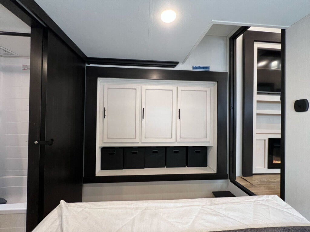 Inside a Sabre fifth wheel at the 2025 Florida RV SuperShow in Tampa