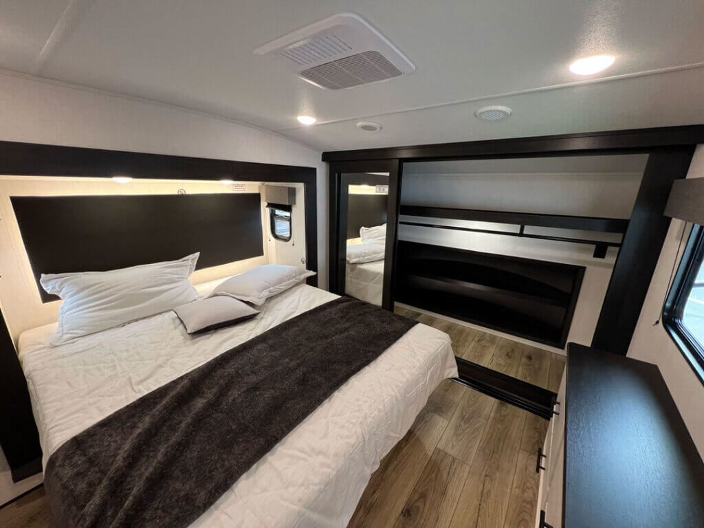 Inside a Sabre fifth wheel at the 2025 Florida RV SuperShow in Tampa