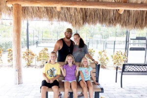 Patrice and Johnny Patrice at Blueway Rv Park in Fort Myers, Florida with their kids.