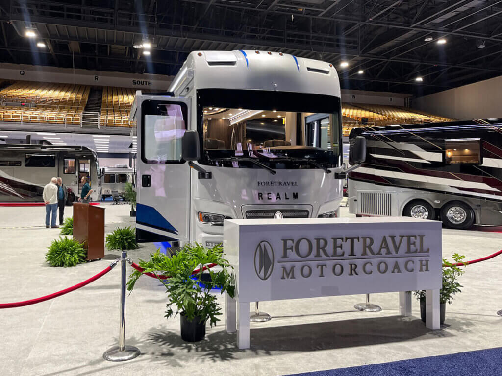 2026 Foretravel motorcoach on display at the Florida RV Supershow in Tampa