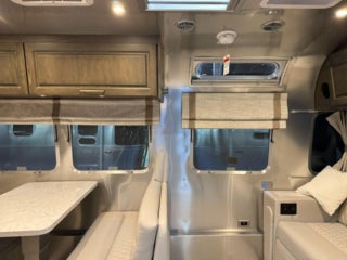 Inside the Airstream Classic travel trailer at the Florida RV SuperShow in Tampa.
