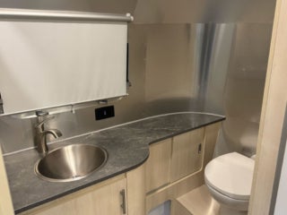 Inside the Airstream Flying Cloud at the 2026 Florida RV SuperShow in Tampa.
