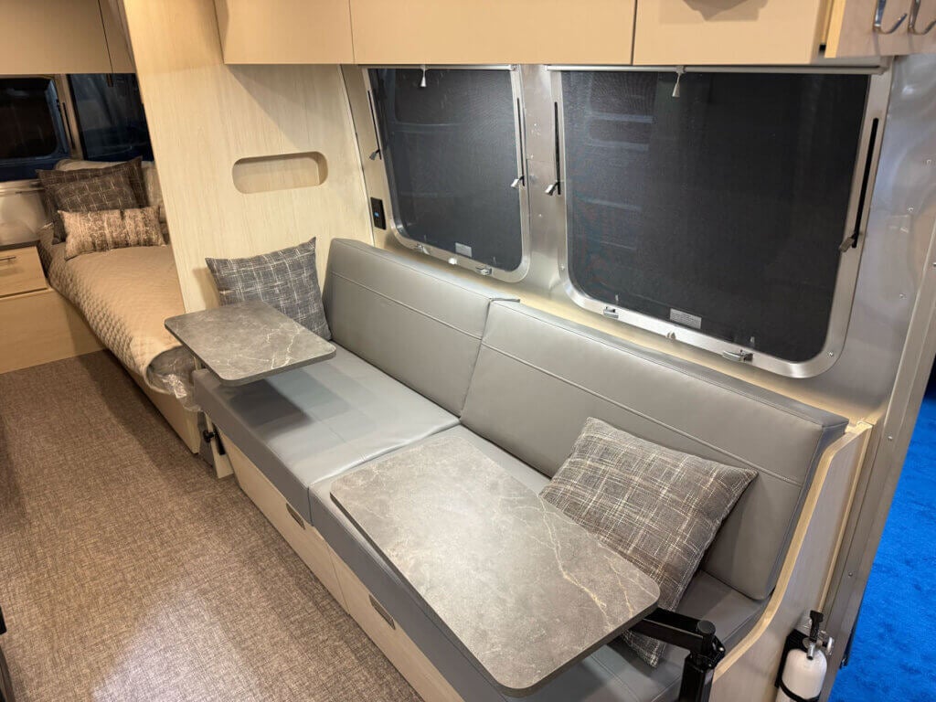 Inside the Airstream Flying Cloud at the 2026 Florida RV SuperShow in Tampa.