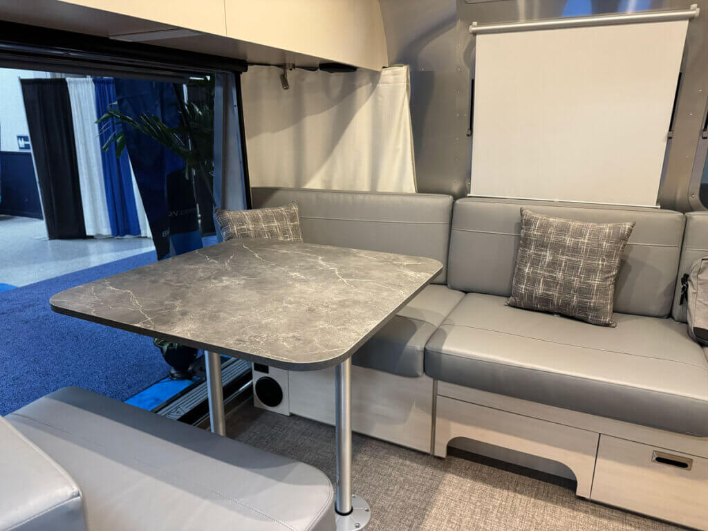 Inside the Airstream Flying Cloud at the 2026 Florida RV SuperShow in Tampa.