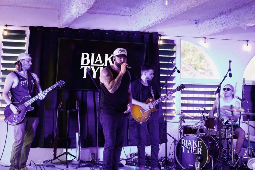 Blake Tyler and his band on stage at Big Pine Key RV Park in Florida.