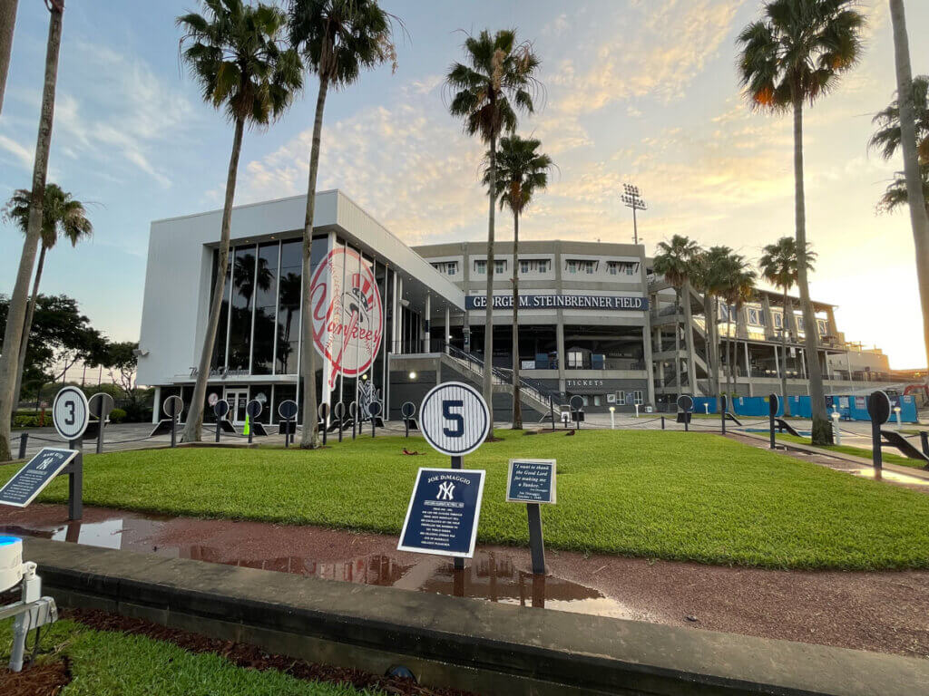 Tampa, FL, USA May 3 George M Steinbrenner Field, in Tampa, Florida the spring training and preseason home of the New York Yankees, honors the team's great, including Joe DiMaggio. Photo from iStock.
