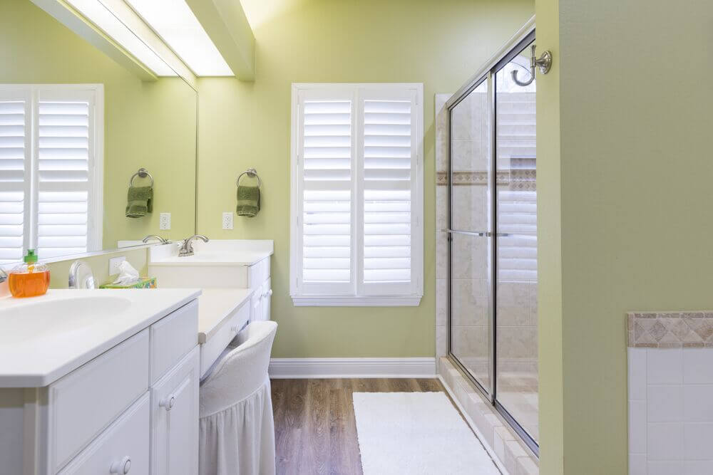 Bathroom within the vacation home guest rental in Leesburg, Florida, at Holiday RV Park.
