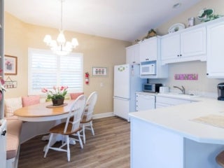 Kitchen within the vacation home guest rental in Leesburg, Florida, at Holiday RV Park.