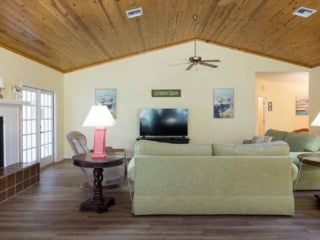 Living space within the vacation house rental in Leesburg, Florida, at Holiday RV Park.