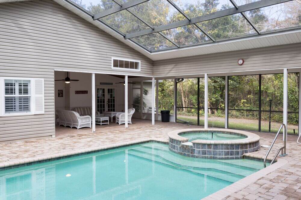 Pool at the vacation house rental in Leesburg, Florida, at Holiday RV Park.