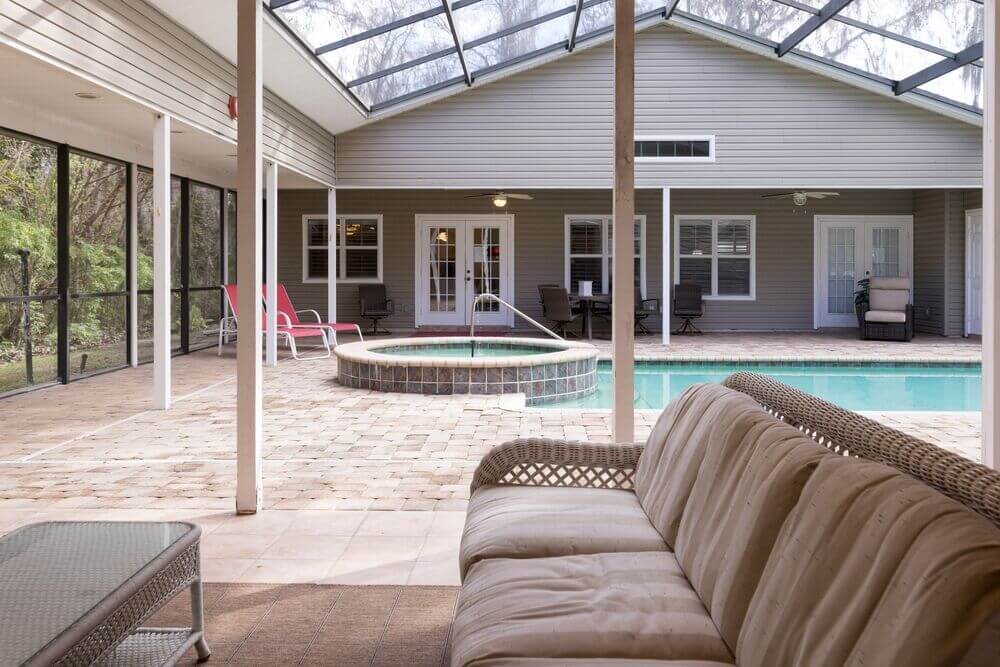 Pool at the vacation house rental in Leesburg, Florida, at Holiday RV Park.